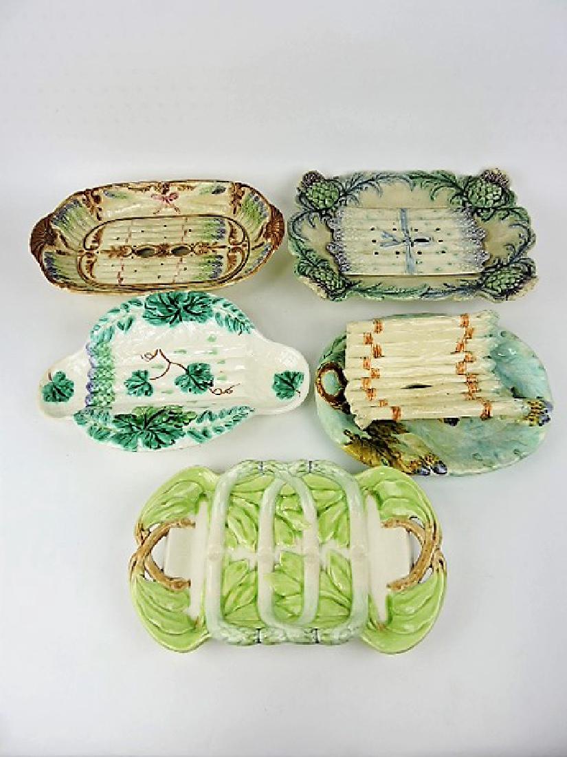 Majolica lot of 5 asparagus servers, various (1 of 1)