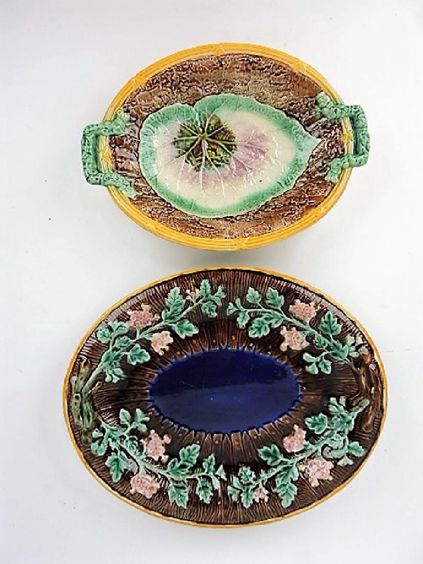 Majolica lot of 2 platters various condition (1 of 1)
