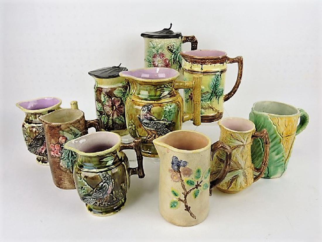 Majolica lot of  10 pitchers, various condition (1 of 1)