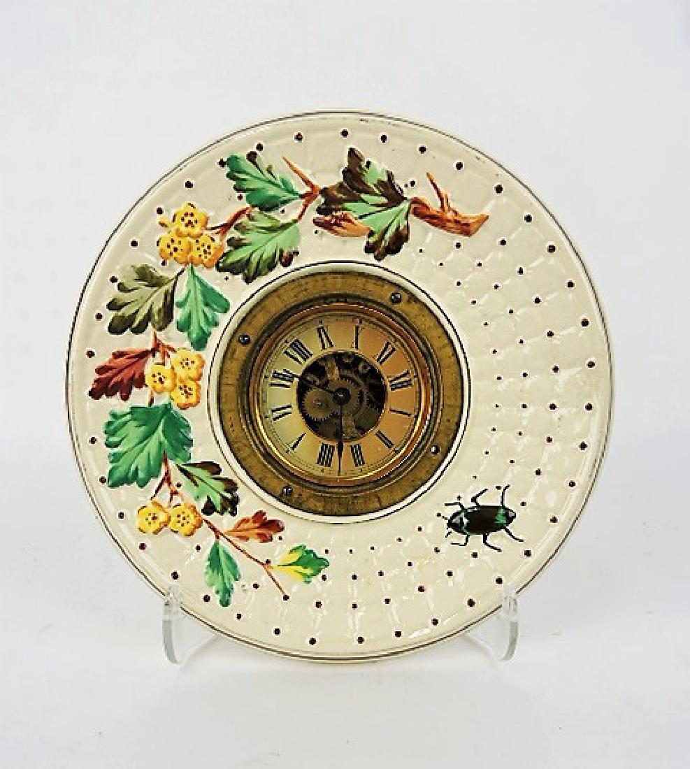 Avalon majolica plate clock with beetle: .