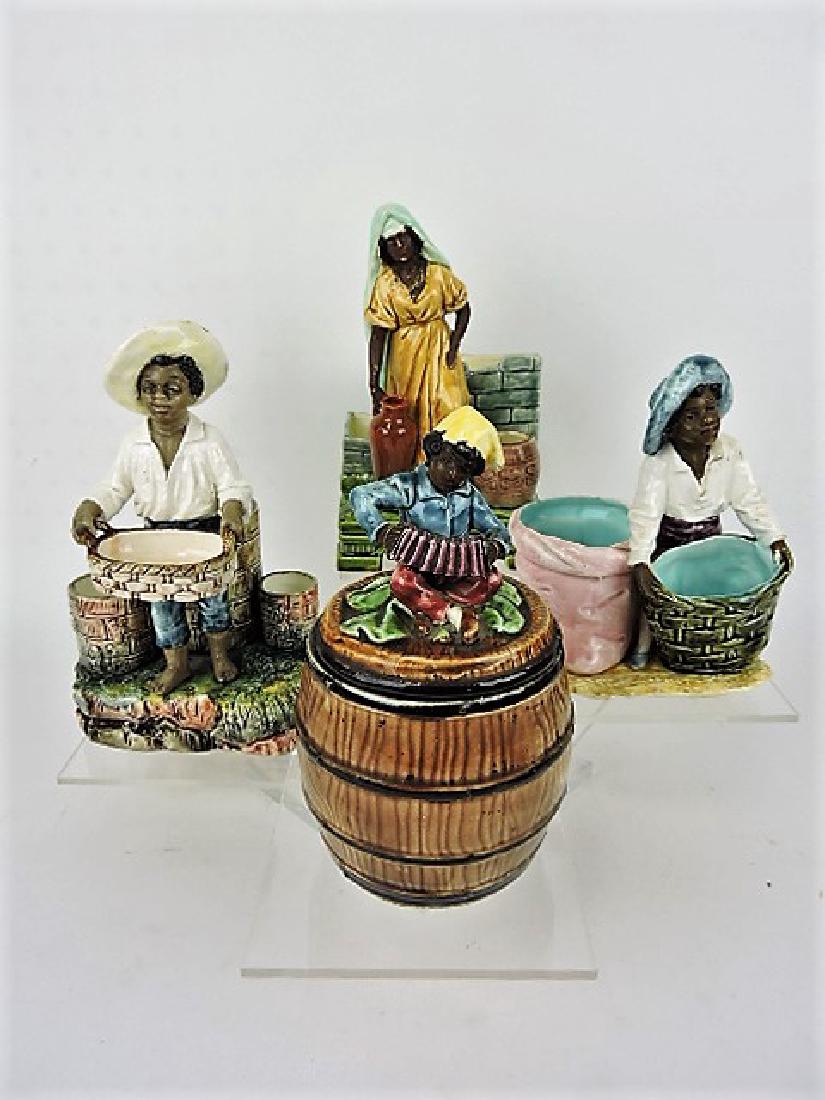 Majolica lot of  3 Blackamoor match strikers, and (1 of 1)