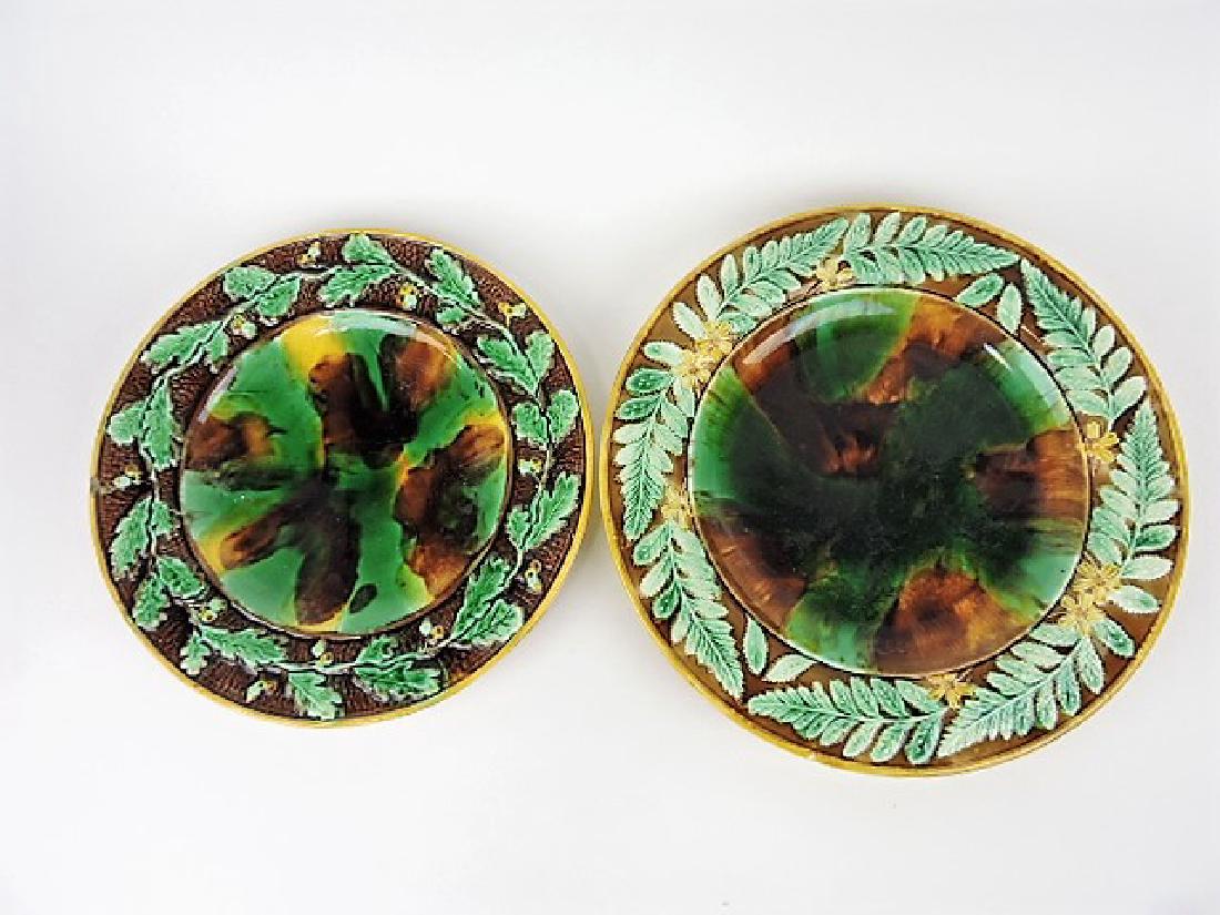 Majolica lot of 2 large round trays, 12" & 13 1/2" (1 of 1)