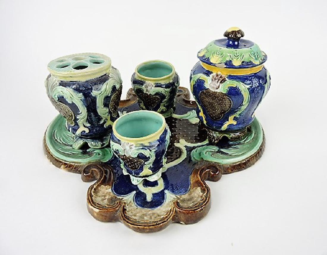 Majolica 5 pc smoking set, various condition (1 of 1)