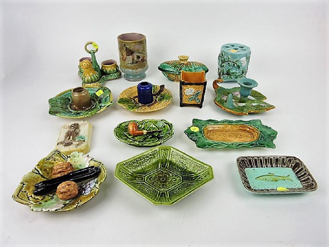 Majolica lot of 14 assorted items, various (1 of 1)