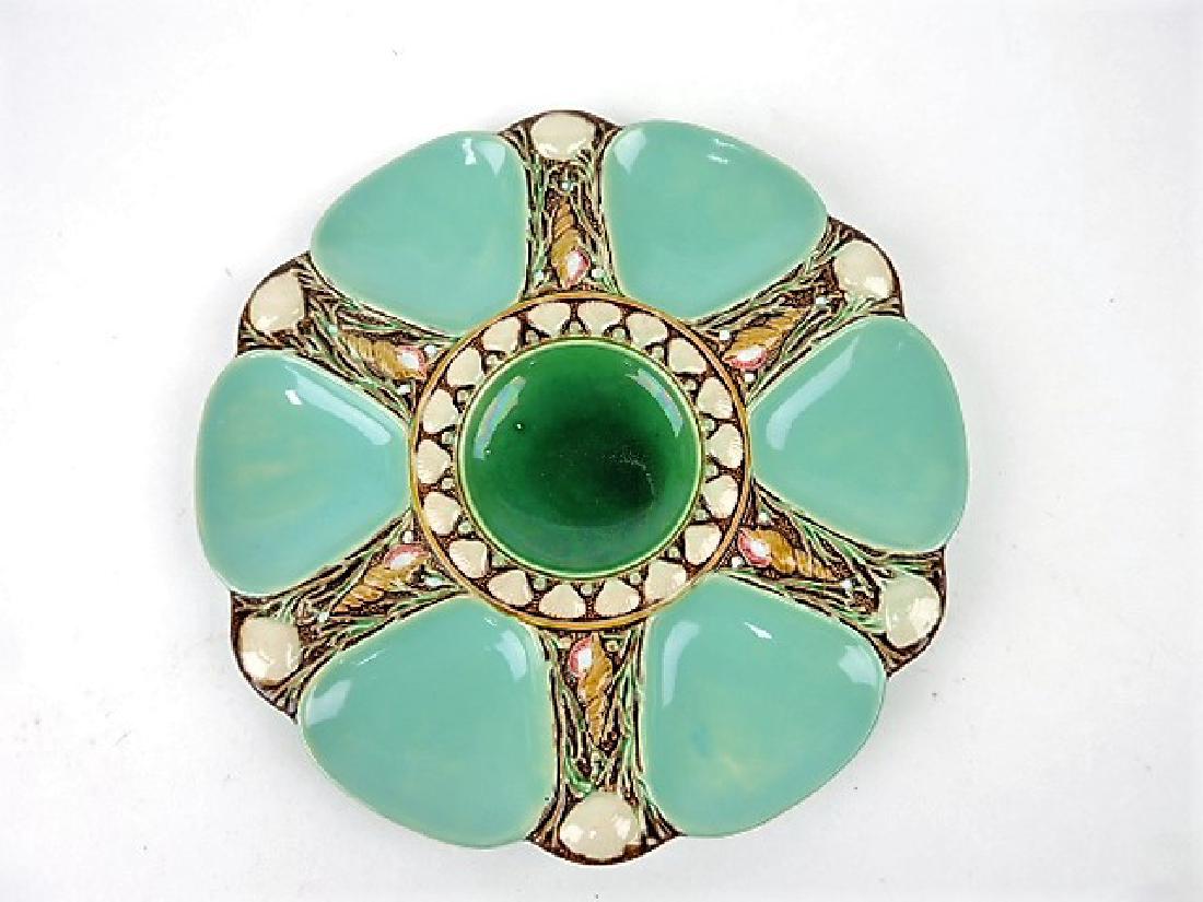 Minton majolica seamist 6 well oyster plate 9": .