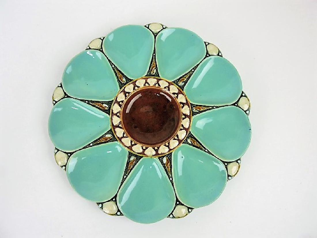 Minton majolica seamist 9 well oyster plate 10" (1 of 1)