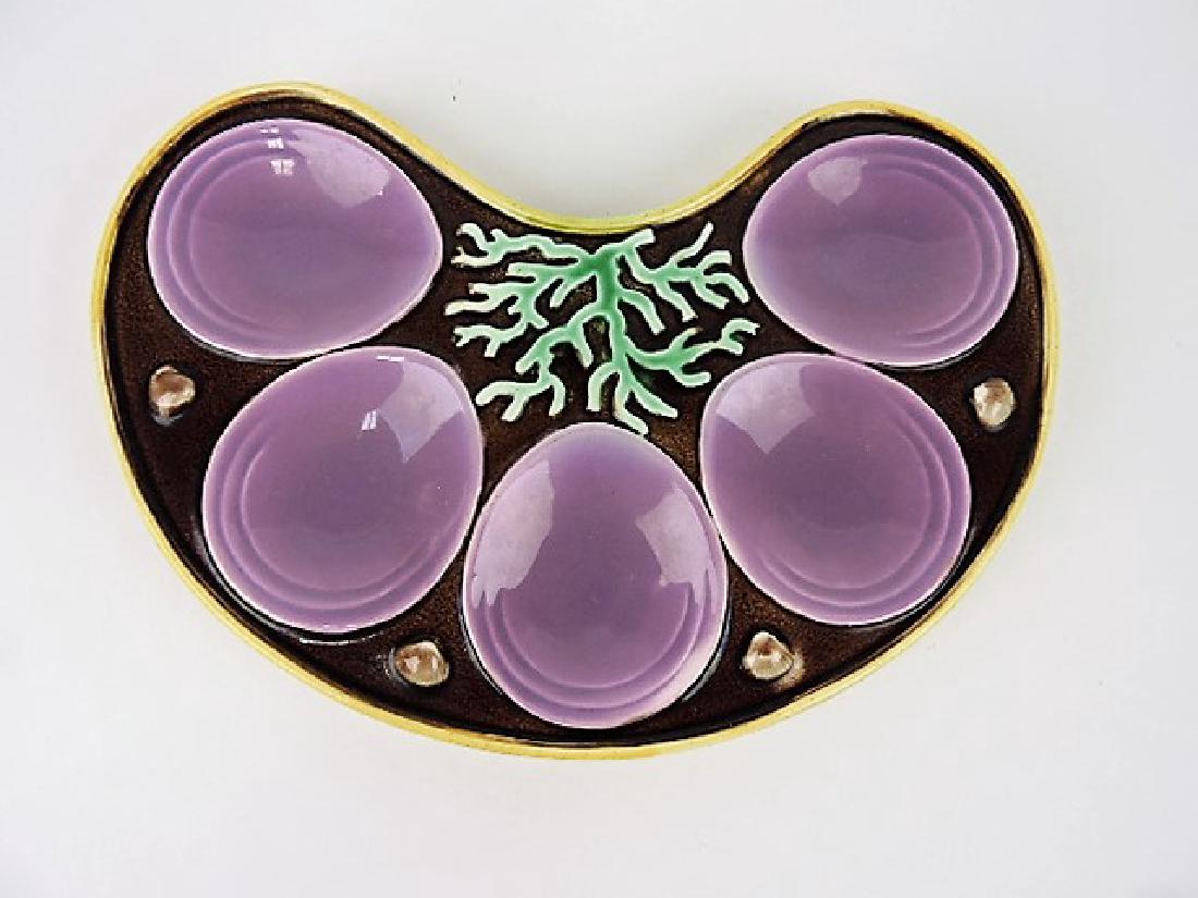Majolica crescent shape 5 well oyster plate (1 of 1)