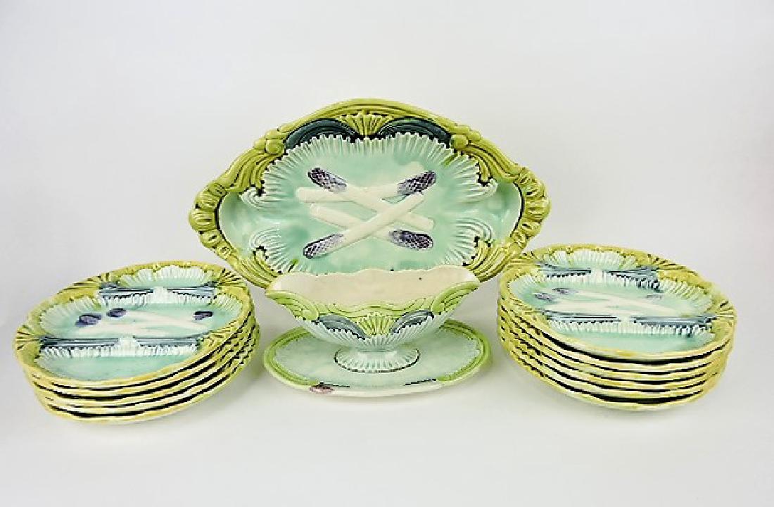 Majolica asparagus 13 pc set with 18" platter, (1 of 1)