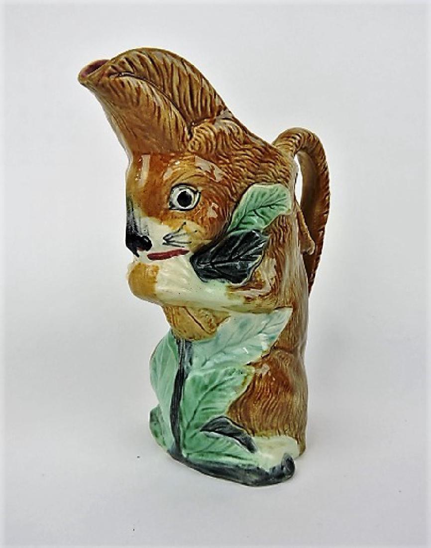 French majolica figural pitcher, squirrel with (1 of 1)