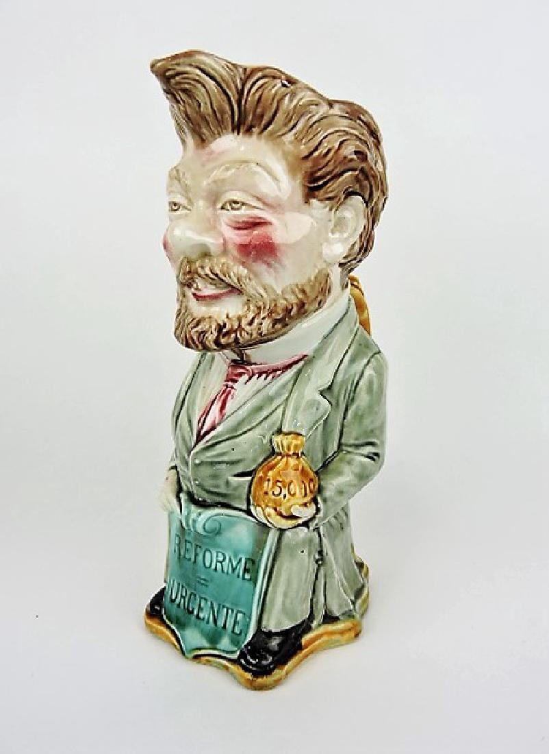 French majolica figural pitcher, Deputy Baudon, (1 of 1)