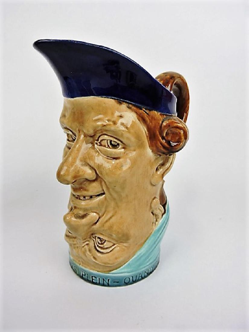 Sarreguemines majolica double face jug 9": .