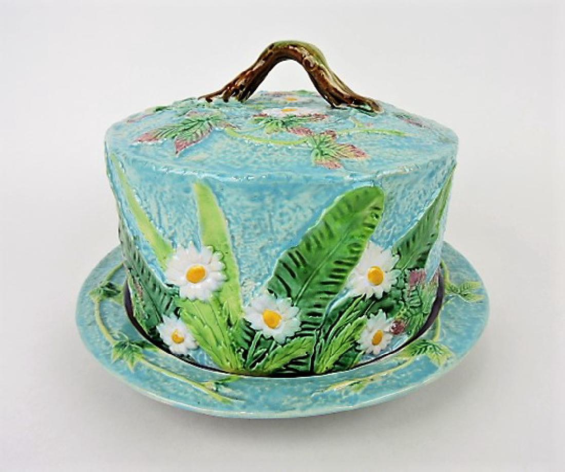 George Jones majolica daisy cheese keeper, (1 of 1)
