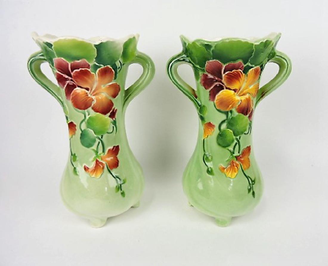 St. Clement majolica pair of vases, hairline to (1 of 1)