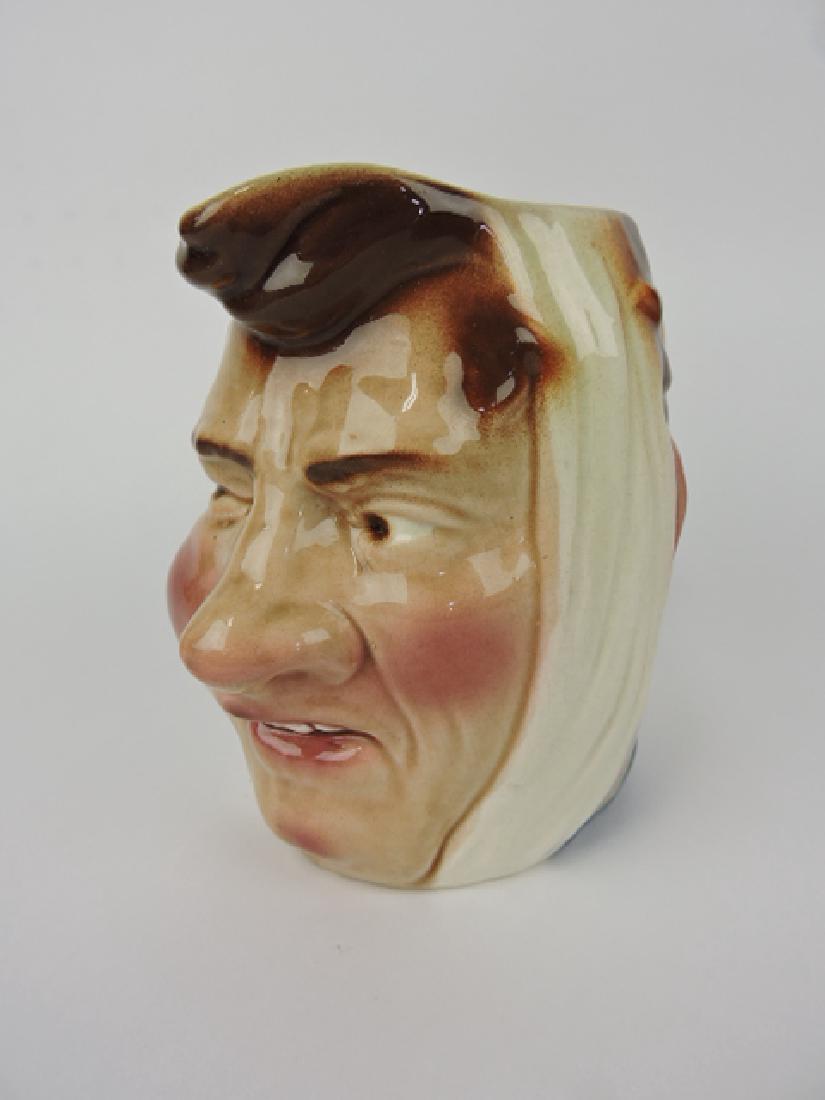 Sarreguemines majolica "Toothache" face jug,: # 3321, 7 1/4"