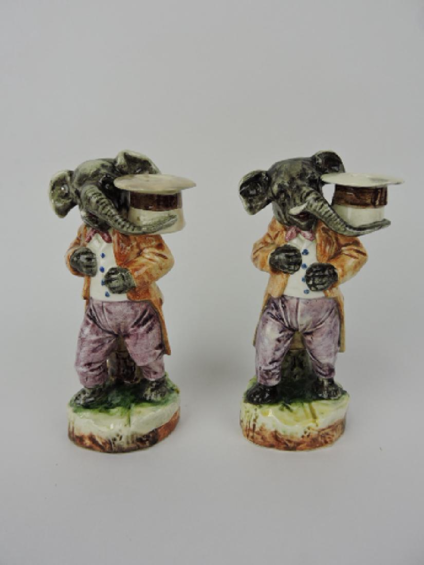 Continental majolica pair of elephants with top (1 of 1)