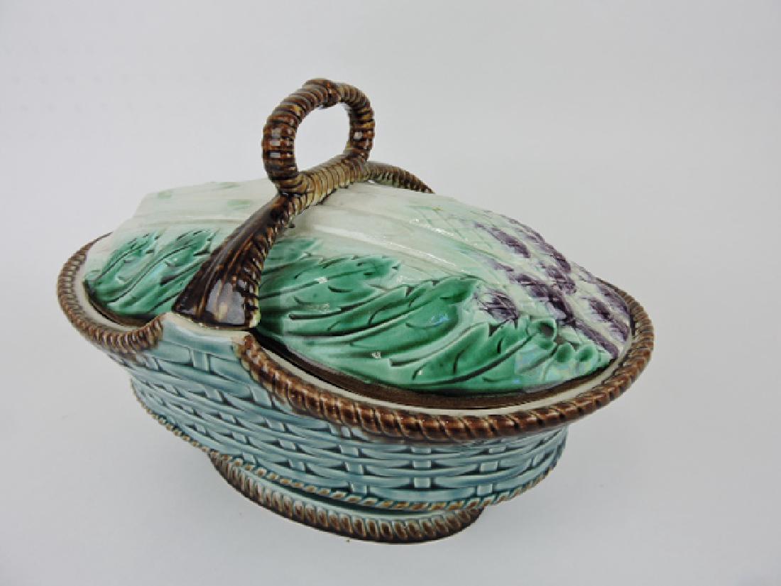 French majolica aspargus basket form tureen, (1 of 1)
