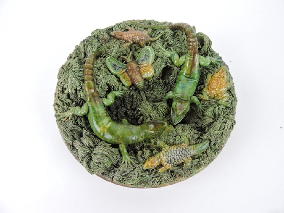 Portugal Palissy ware plaque with selamanders and (1 of 1)
