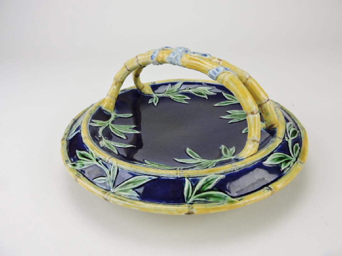 Rorstrand majolica basket, cobalt with bamboo (1 of 1)