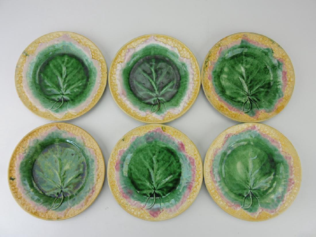 Etruscan majolica set of 6-9" maple leaf on basket (1 of 1)