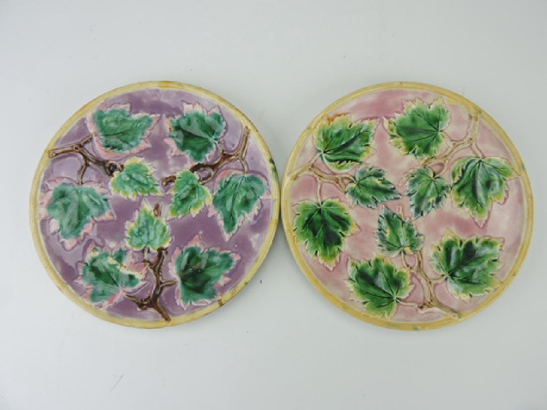 Etruscan majolica lot of 2-9" maple leaves plates, (1 of 1)
