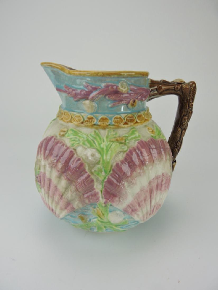 Majolica shells and coral pitcher, rim wear, (1 of 1)