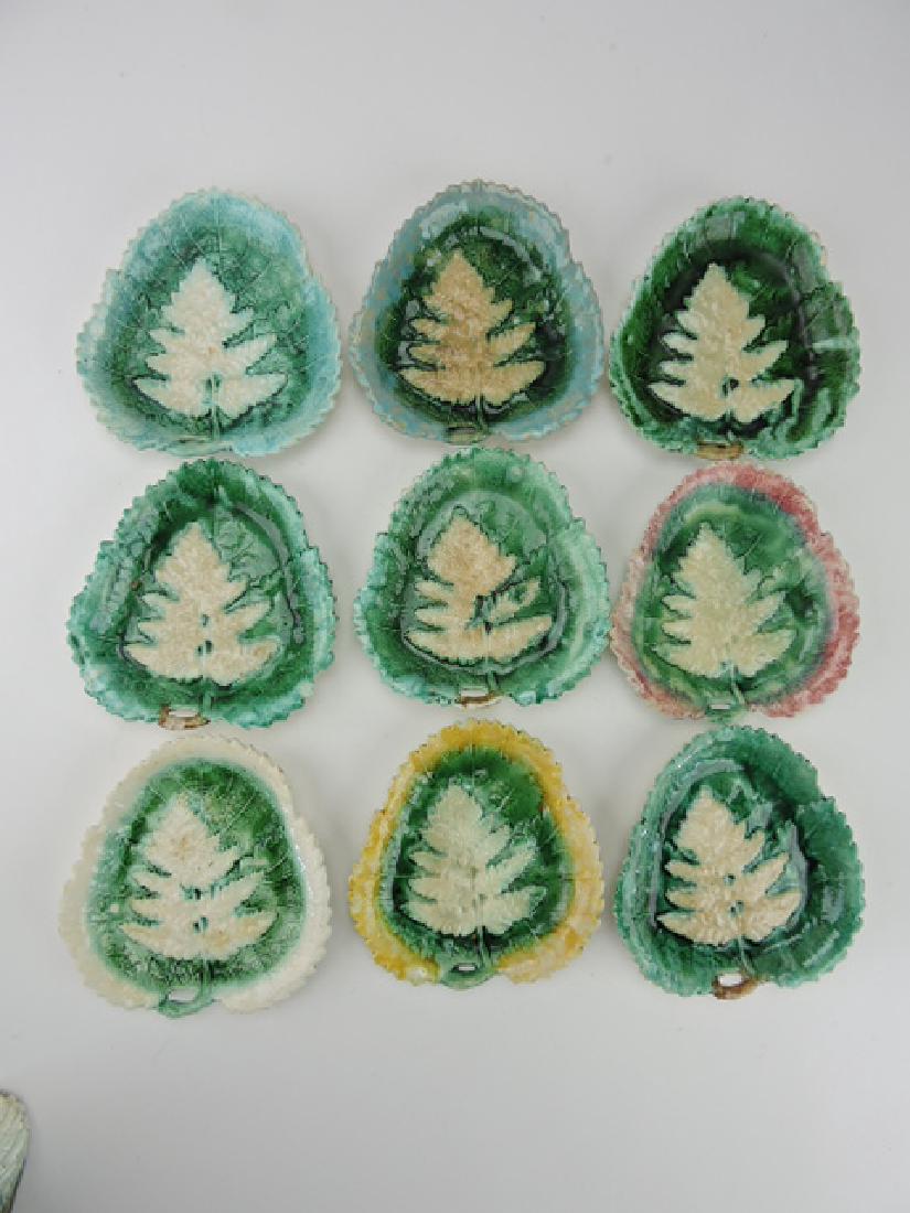 Majolica set of 9 leaf and fern trays, 7", various (1 of 1)