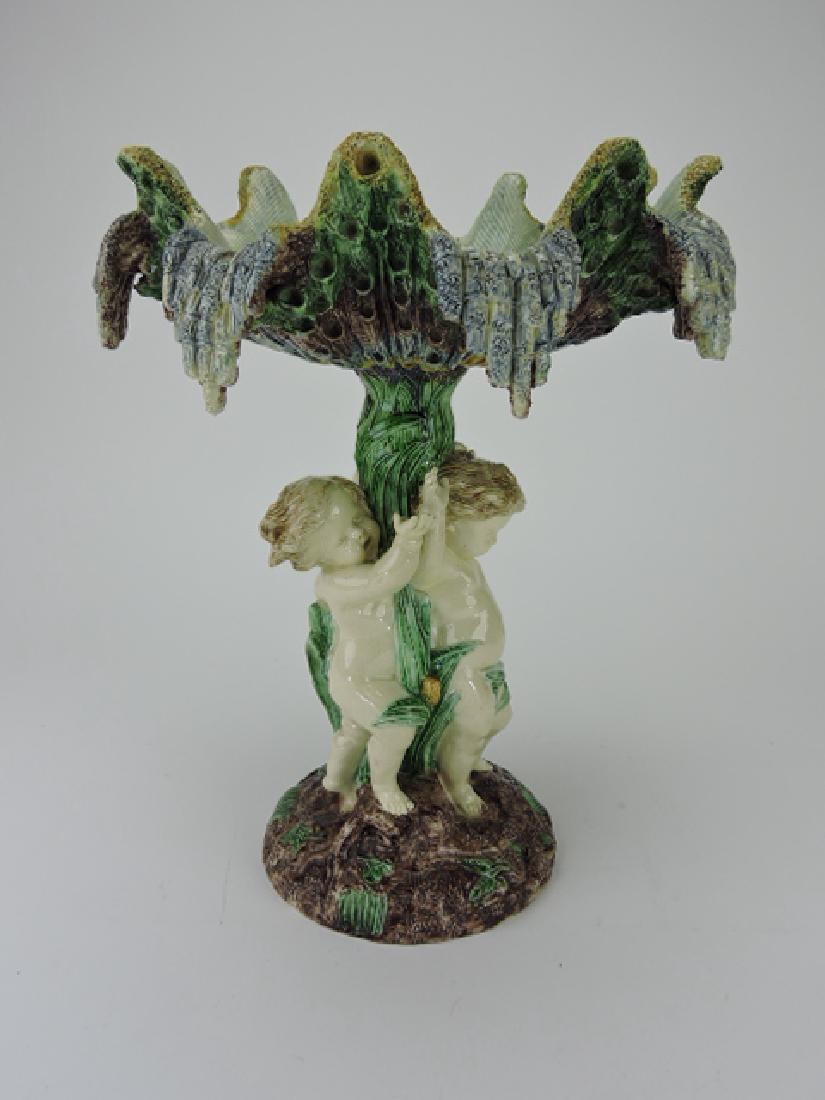 Thomas Sergent Palissy majolica compote shell (1 of 1)