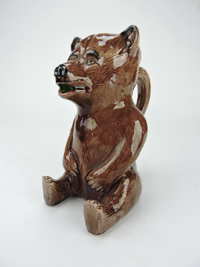 Majolica seated bear figural pitcher 10" (1 of 1)