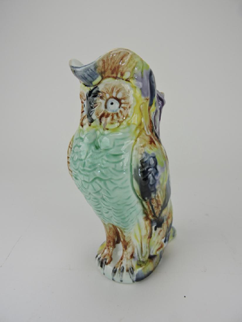 Morley & Co majolica figural owl pitcher, 8 1/2" (1 of 1)