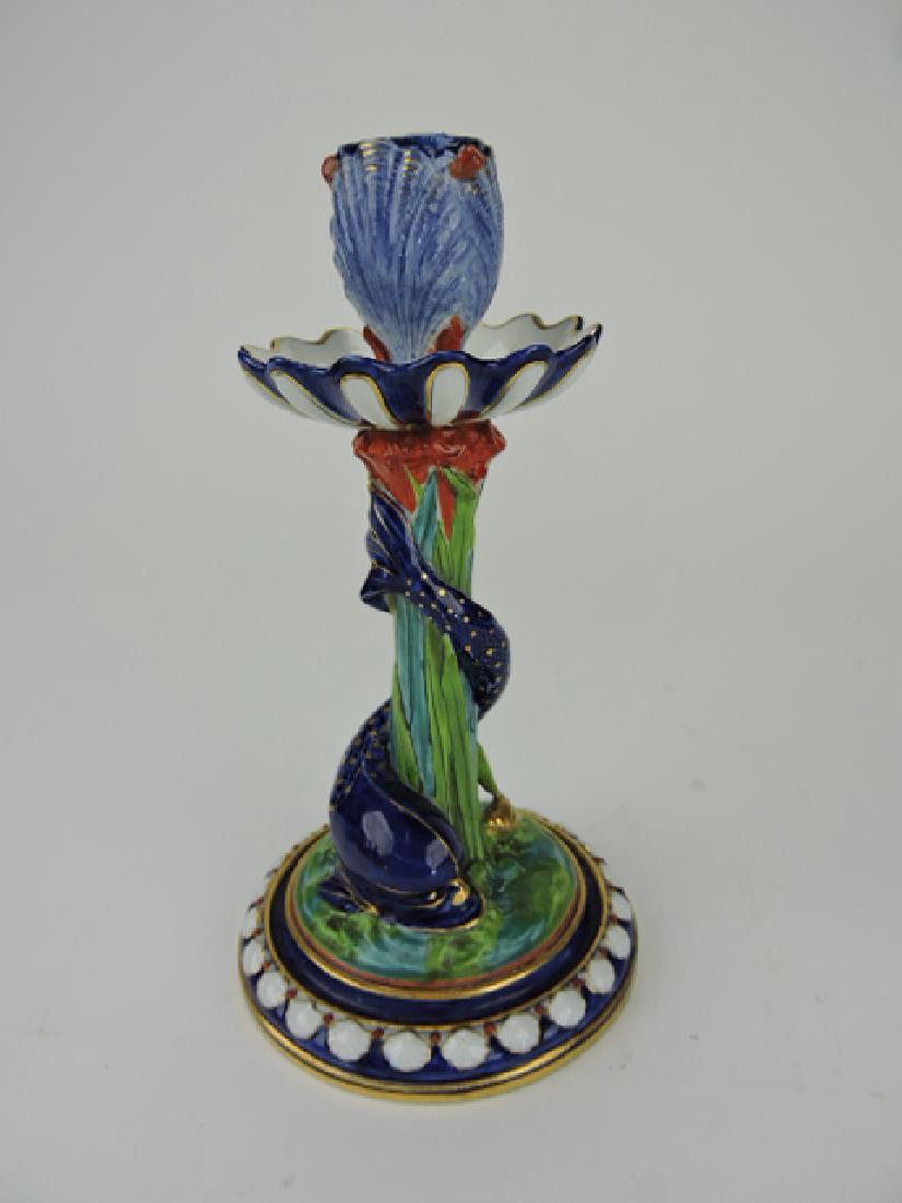 Royal Worcester porcelain dolphin and shell: candle stick, 8"