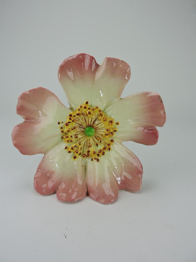 Massier style majolica flower form vase, 9",: nicks to edges