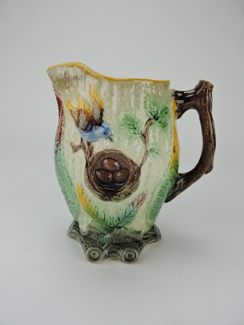 Majolica bird and nest pitcher, 8 1/2", staining (1 of 1)