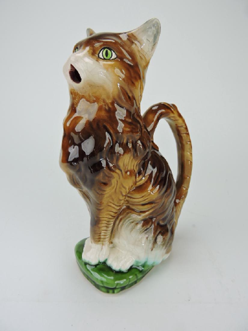 French majolica figural cat pitcher, 9 1/2" (1 of 1)