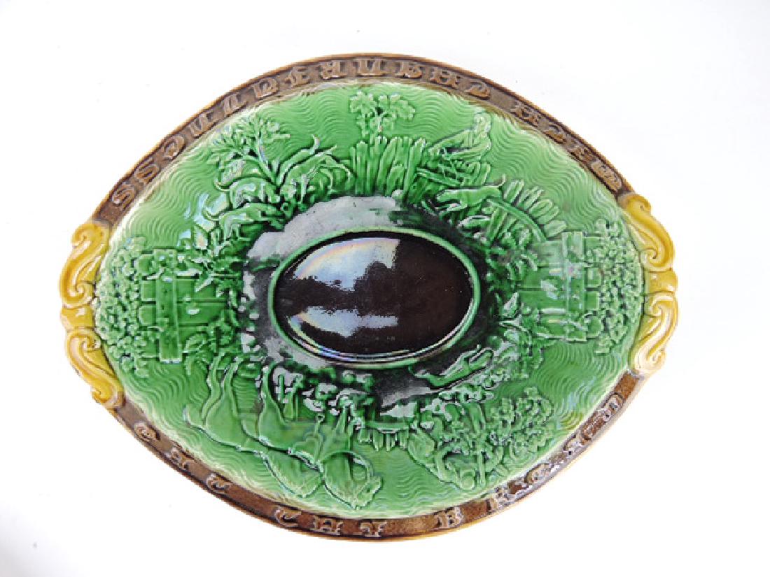 Majolica platter with farm yard scenic border, 13": .