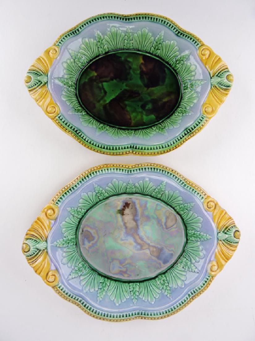 Majolica pair of leaf and fern trays with (1 of 1)