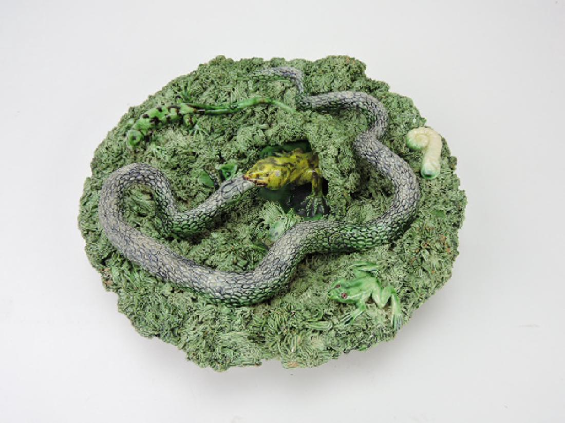 Portugal majolica plaque with snake and lizard on (1 of 1)
