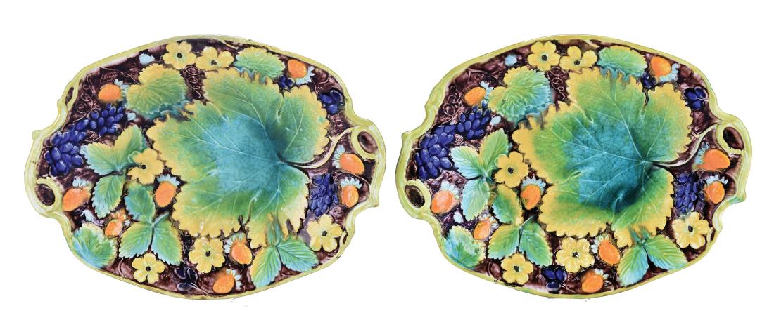 Two Rare Alcock & Co. Majolica Oval Dessert (1 of 1)