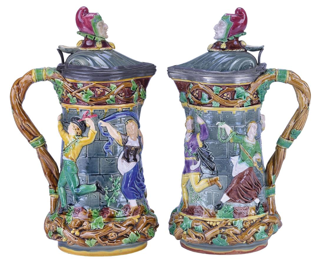 Two Minton Majolica "Tower"™ Jugs c.1865 (1 of 1)