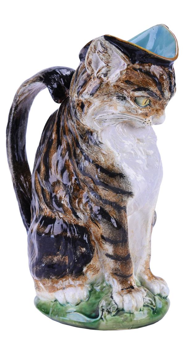 Minton Majolica Cat Milk Pitcher c.1875, (1 of 1)
