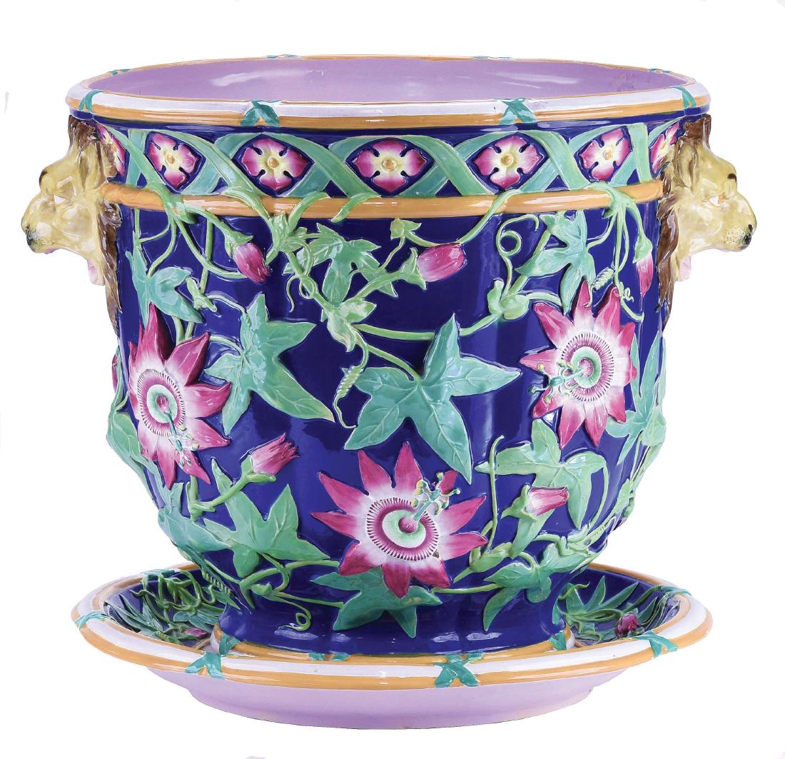 Large Minton Passion Flower Jardiniere & Stand (1 of 1)
