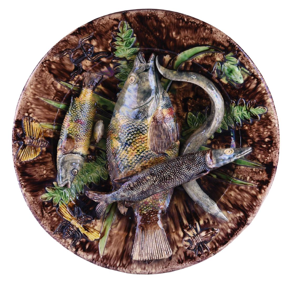 Large Jose Cuhna Majolica Palissy Fishes Plaque (1 of 1)