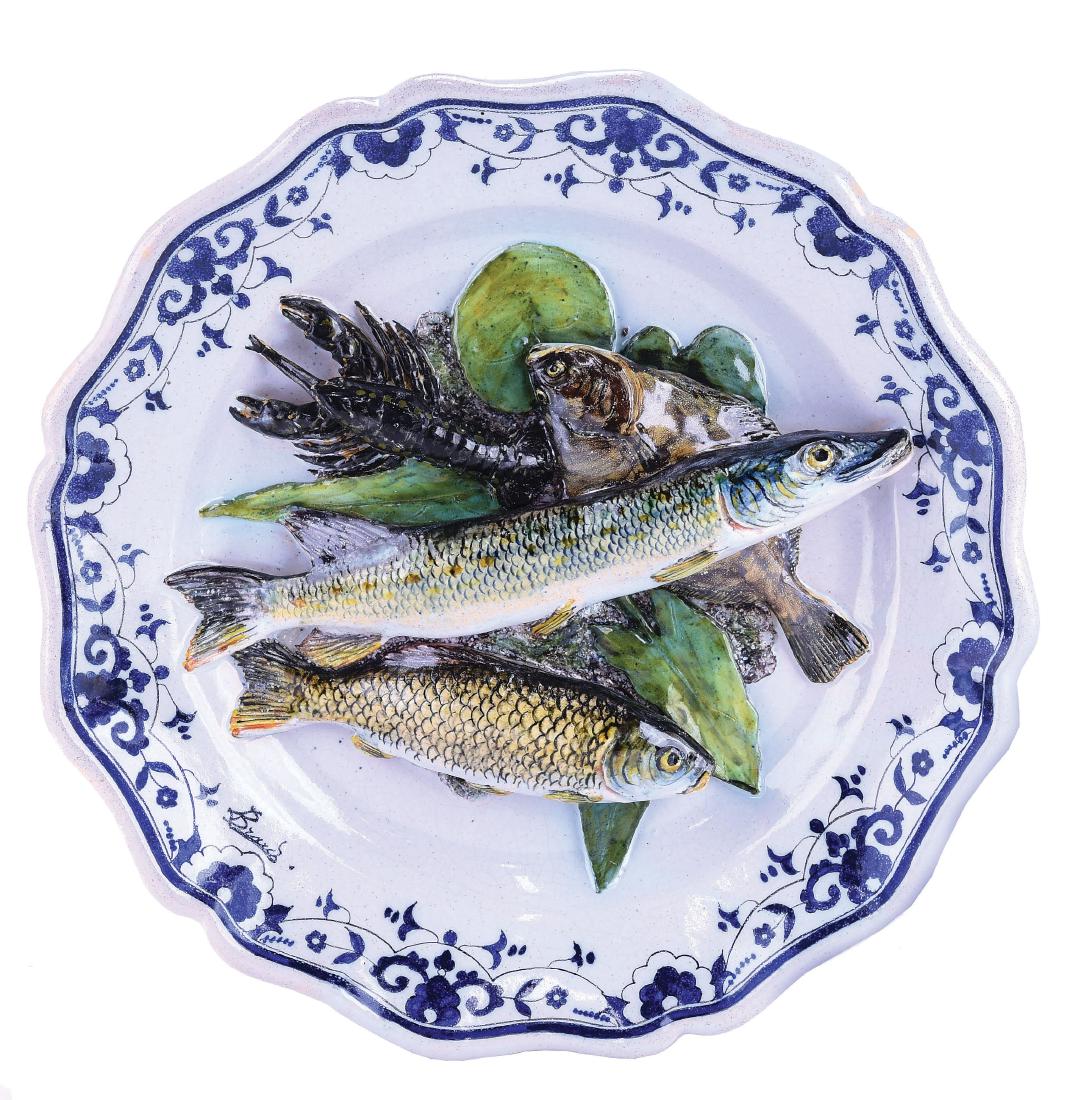 Rare Leon Brard Palissy Fishes Wall Plaque, (1 of 1)