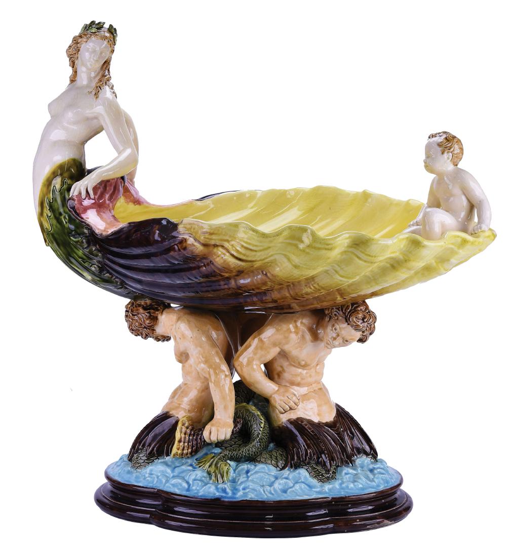 Rare Monumental Sarreguemines Majolica Mermaid (1 of 1)