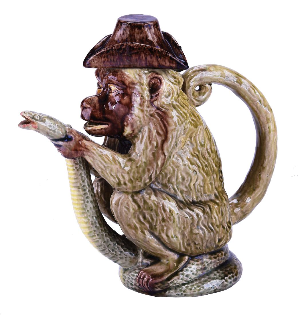 Manuel Mafra Majolica Monkey Teapot and Cover (1 of 1)