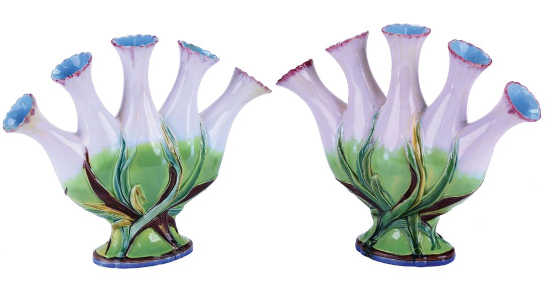 Very Rare Pair of Minton Majolica Tulipiere c.1875 (1 of 1)