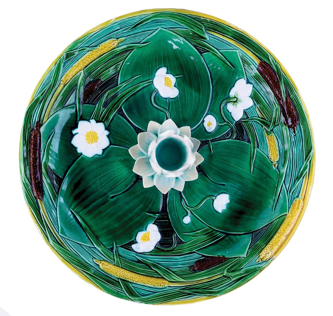 Minton Majolica circular lily serving tray c.1875, (1 of 1)