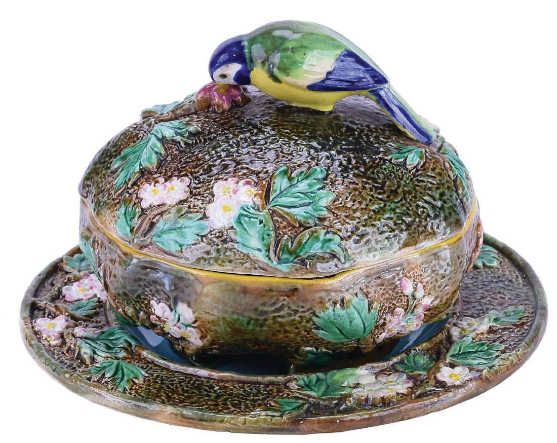 George Jones Majolica Three Piece Blue Tit Muffin (1 of 1)