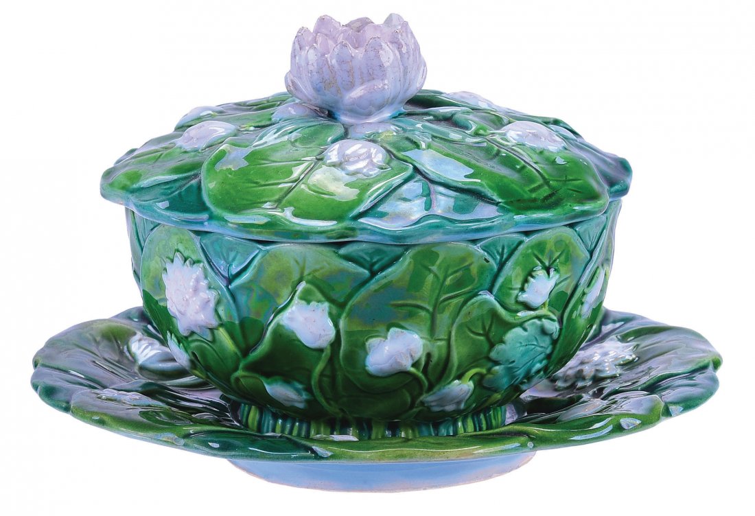 Very Rare Minton Majolica Three Piece Pond Lily (1 of 1)