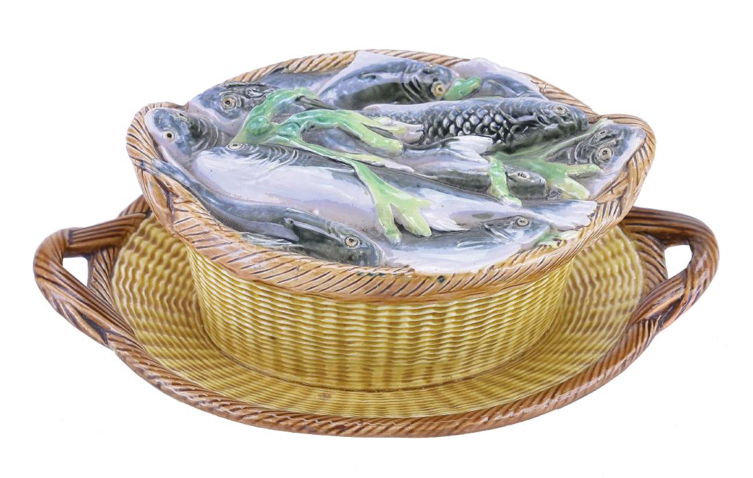 Rare George Jones Majolica Two Piece Sardine Dish (1 of 1)