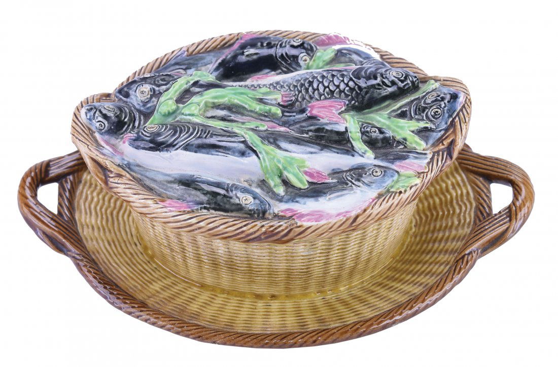 Rare George Jones Majolica Two Piece Sardine Dish (1 of 1)